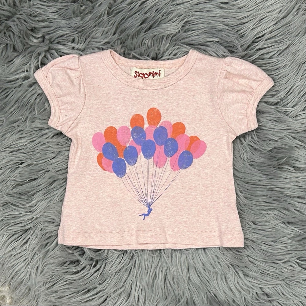 Siaomimi Girls Heather Pink Balloon Graphic Tee Size 12-18 Month ($59)